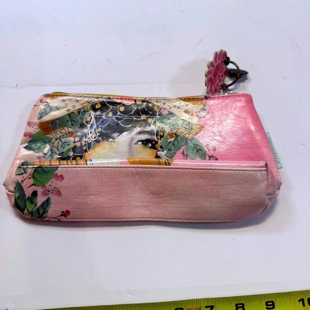 Papaya Art Hong Kong Beauty Small Accessory Pouch Pink Boho Geisha Makeup Bag